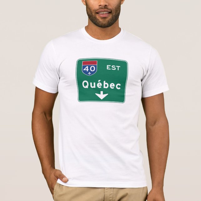 Quebec, Canada Road Sign T-Shirt (Front)