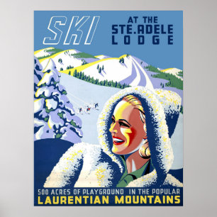 Quebec, Canada, skiing girl at Laurentian Mountain Poster