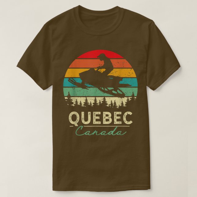 Quebec Canada Snowmobile Riding Cool Snowmobiling  T-Shirt (Design Front)