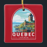 Quebec Canada Travel Art Vintage Ceramic Ornament<br><div class="desc">Quebec retro vector travel design. Quebec,  nestled in eastern Canada,  offers a unique blend of European charm and North American spirit.</div>