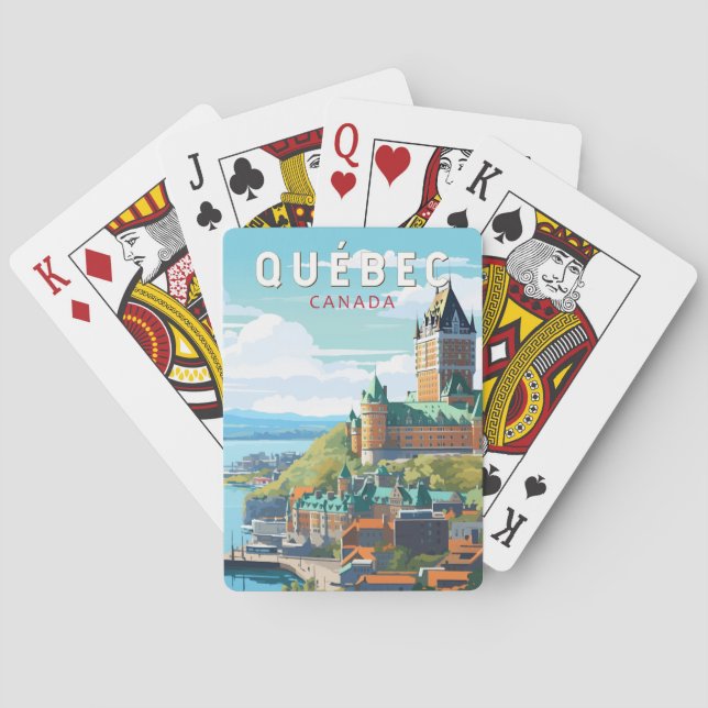 Quebec Canada Travel Art Vintage Playing Cards (Back)
