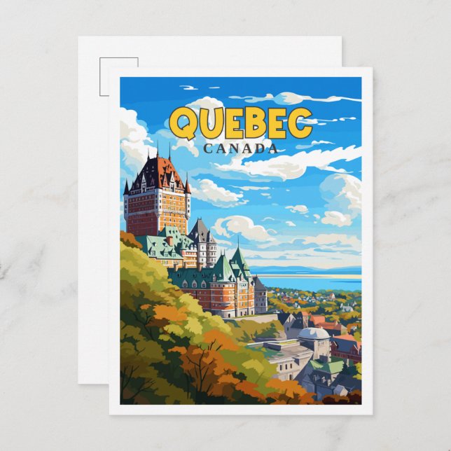 Quebec Canada vintage travel illustration Postcard (Front/Back)