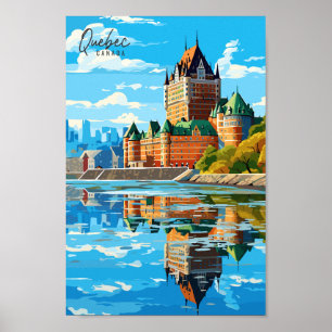 Quebec Canada vintage travel place illustration Poster