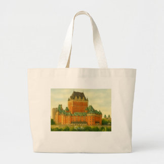 Quebec Canada Vintage Watercolor Travel Large Tote Bag