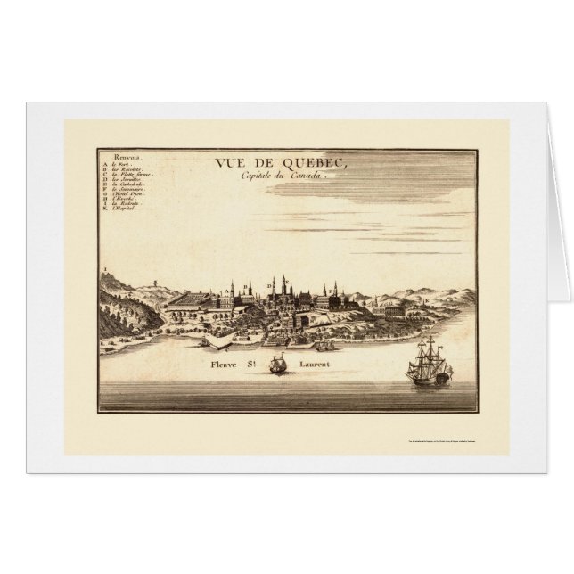 Québec, carte panoramique du Canada - 1755 (Devant horizontal)