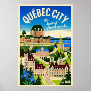 Québec City Canada Retro Travel Poster Art