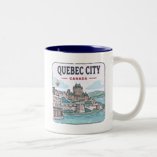 Quebec City Canada Simple City Skyline Two-Tone Coffee Mug