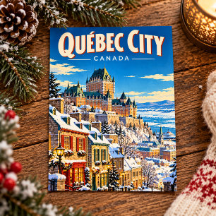 Québec City Canada Vintage Winter Travel Postcard