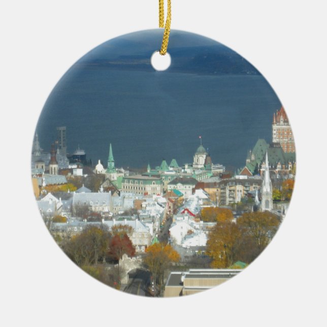 Quebec City Canada Waterfront Ceramic Ornament (Front)
