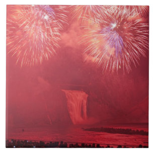 Quebec City, Quebec, Canada. Fireworks at Parc Tile