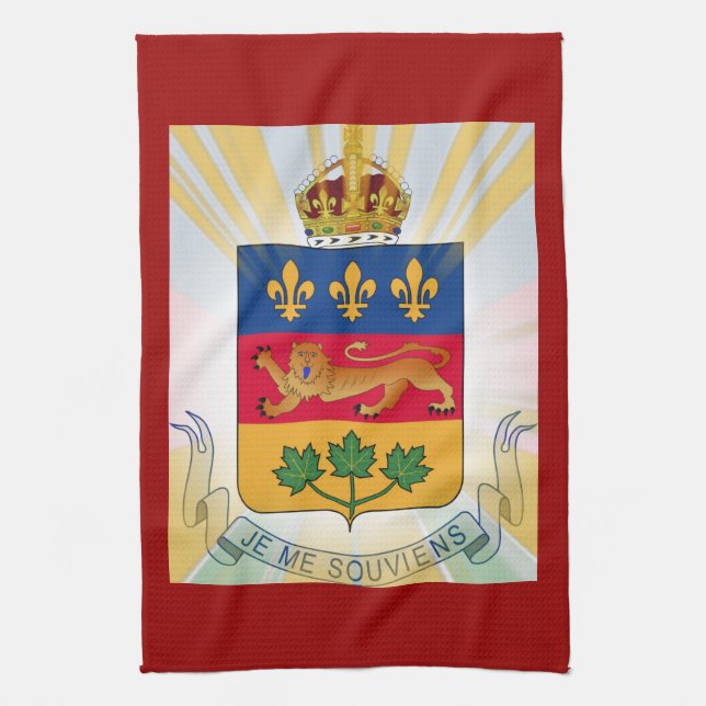 Quebec Coat of Arms Kitchen Towel (Vertical)