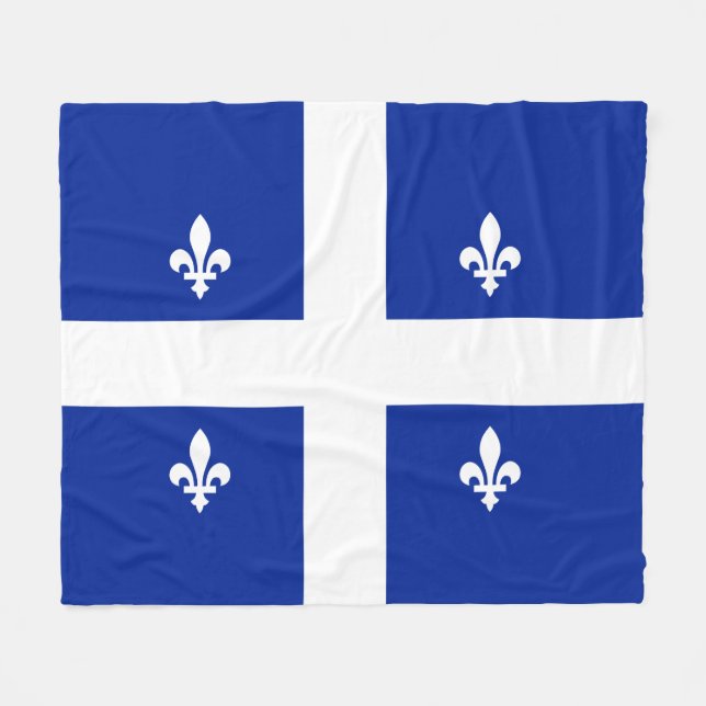 Quebec Flag PQ Qc with fleur de lys Fleece Blanket (Front (Horizontal))