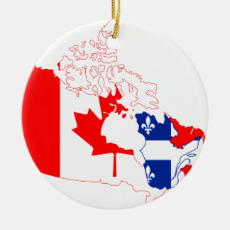 Quebec in Canada flag, map Ceramic Ornament