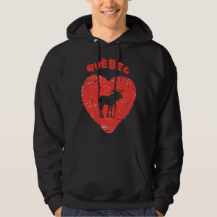 Quebec Love Moose Heart Hoodie