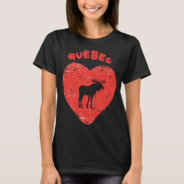 Quebec   Love Moose Heart T-Shirt (Front)