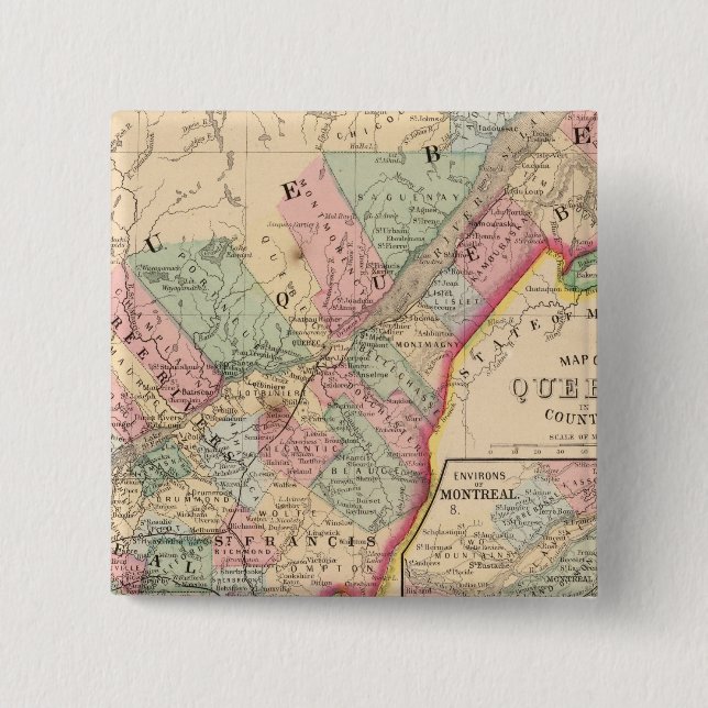 Quebec Map by Mitchell 2 Inch Square Button (Front)