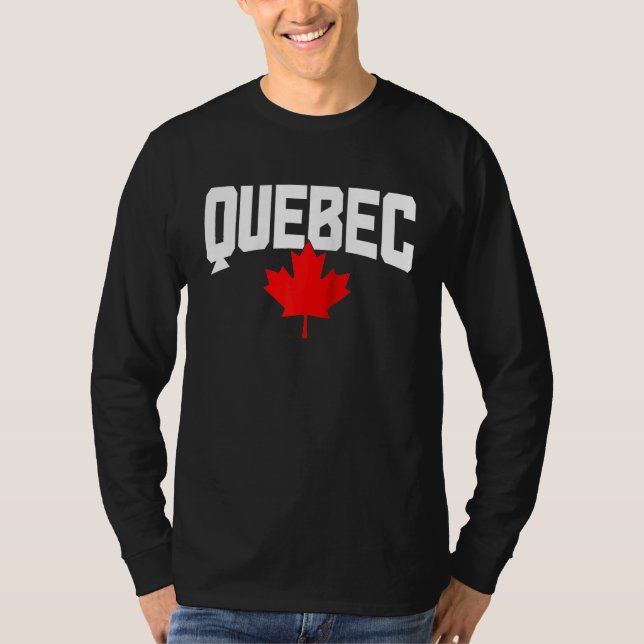 Quebec Maple Leaf Canada Canadian Flag Pride Ragla T-Shirt (Front)