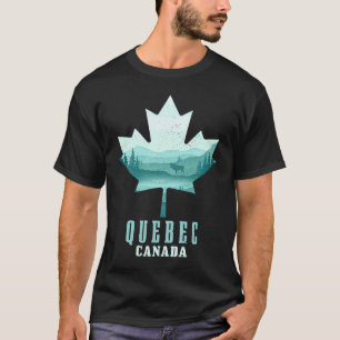 Quebec Maple Leaf Moose Vintage Canada Canadian Pr T-Shirt