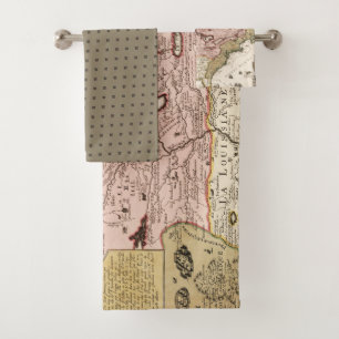 Quebec/Nouvelle-France medieval french map America Bath Towel Set