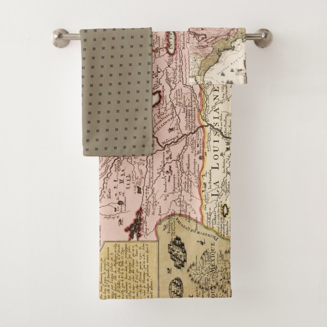Quebec/Nouvelle-France medieval french map America Bath Towel Set (Insitu)