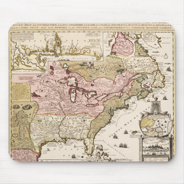 Quebec/Nouvelle-France medieval french map America Mouse Pad (Front)