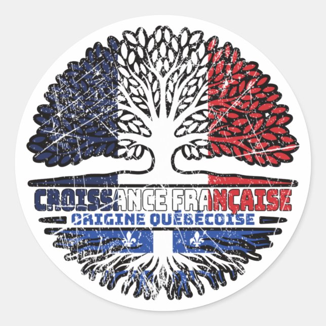 Quebec Quebec French France Tree Roots Flag Classic Round Sticker (Front)