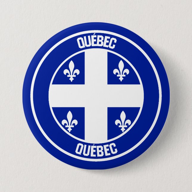 Quebec Round Emblem 3 Inch Round Button (Front)