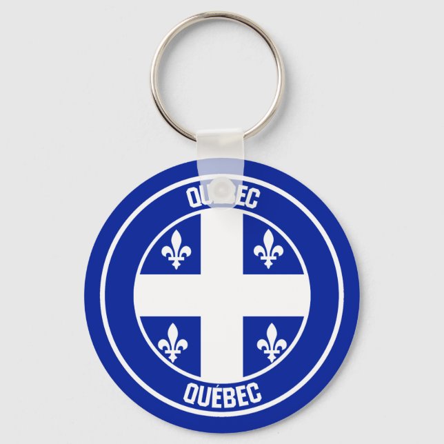 Quebec Round Emblem Keychain (Front)