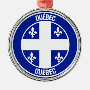 Quebec Round Emblem Metal Ornament