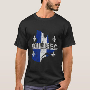 Quebecois Map And Flag Distressed Quebec T-Shirt