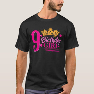 Queen 9th Birthday Girl Party 9 Years Old Bday T-Shirt