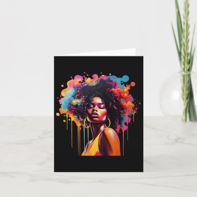 Queen Afro Melanin Dripping Juneteenth African  Card (Front)