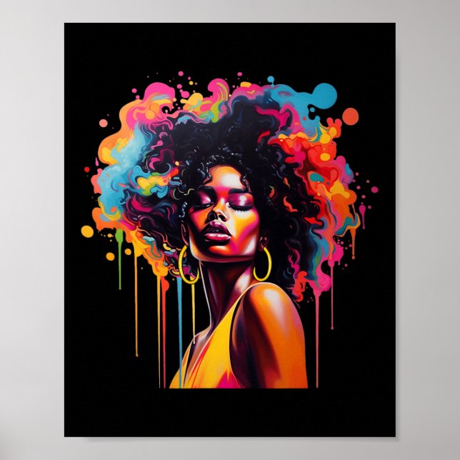 Queen Afro Melanin Dripping Juneteenth African  Poster (Front)