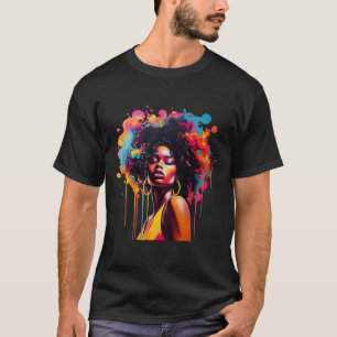 Queen Afro Melanin Dripping Juneteenth African  T-Shirt