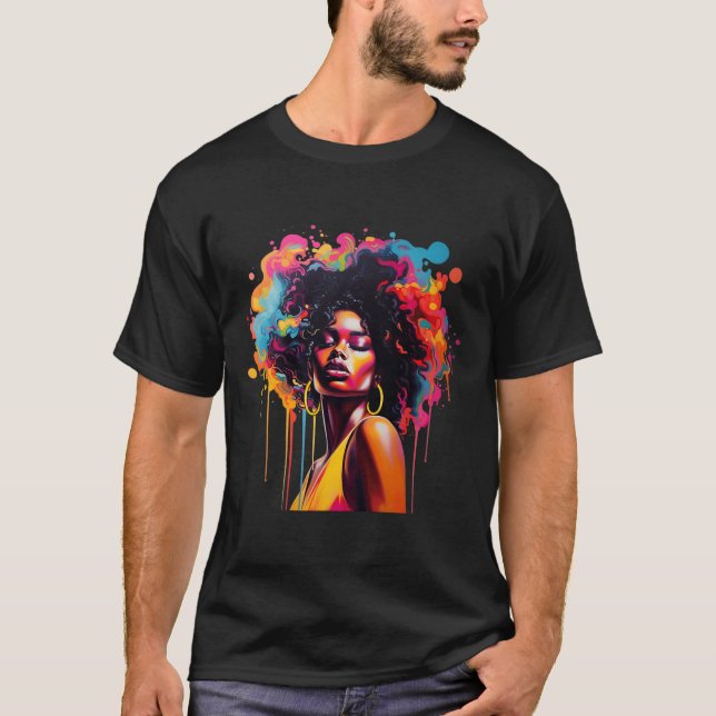 Queen Afro Melanin Dripping Juneteenth African  T-Shirt (Front)
