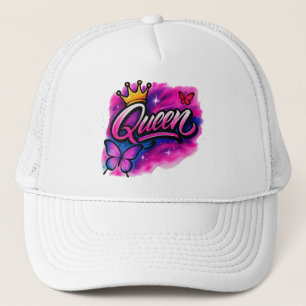 Queen Airbrush Graffiti Crown & Butterfly Hat