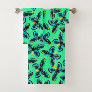 Queen Alexandra' s birdwing butterfly pattern Bath Towel Set