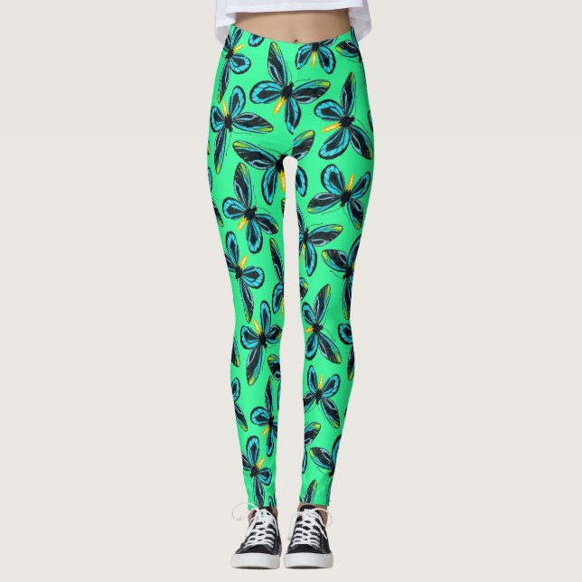 Queen Alexandra' s birdwing butterfly pattern Leggings (Front)
