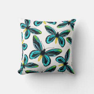 Queen Alexandra' s birdwing butterfly pattern Throw Pillow