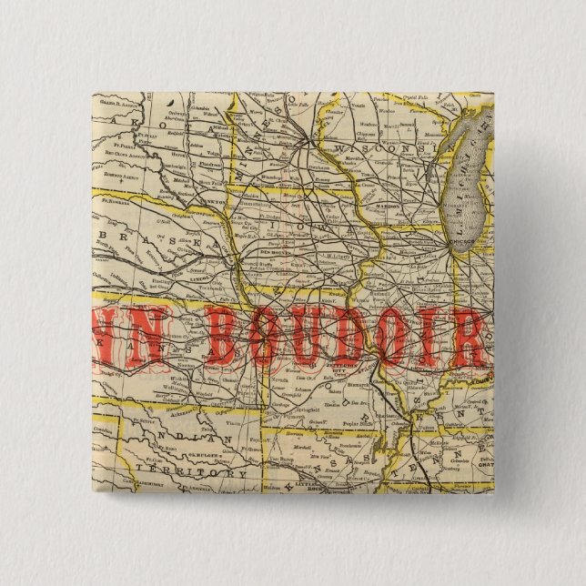 Queen and Crescent Route 2 Inch Square Button (Front)