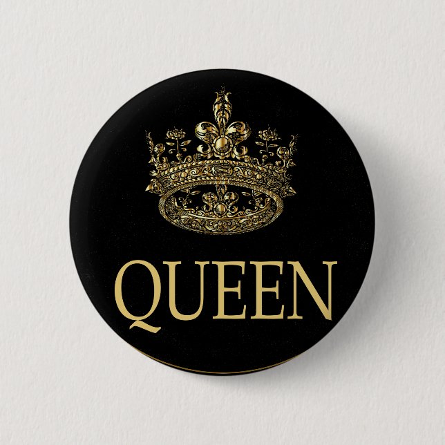 Queen and Crown Emblem 2 Inch Round Button (Front)