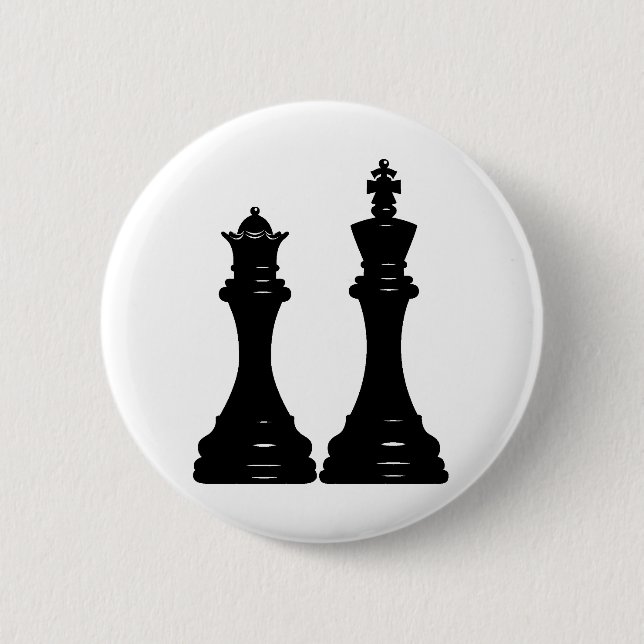 Queen and king chess pieces 2 inch round button (Front)