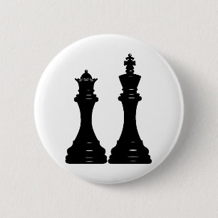 Queen and king chess pieces 2 inch round button