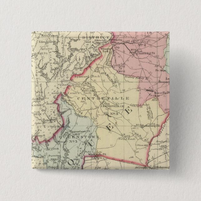 Queen Anne 2 Inch Square Button (Front)