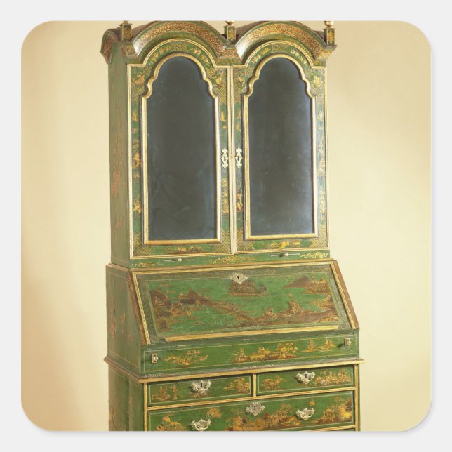 Queen Anne bureau cabinet with ball feet, c.1710 Square Sticker (Front)