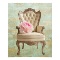 Queen Anne pink peony with gold green background