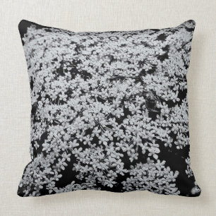 Queen Anne’s Lace Wildflower B&W Throw Pillow