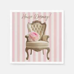 Queen Anne wing chair Pink Peony Napkin