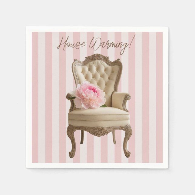 Queen Anne wing chair Pink Peony  Napkin (Front)