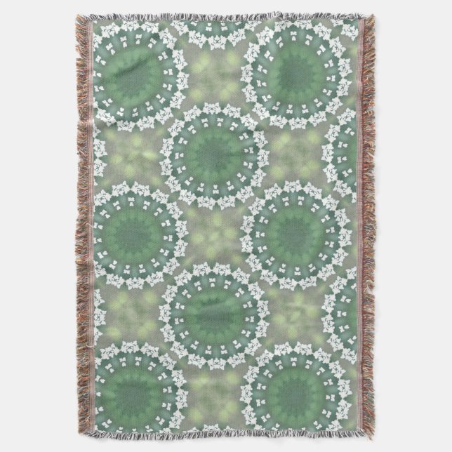 Queen Anne's Lace Abstract Spring Floral Elegant Throw Blanket (Front Vertical)
